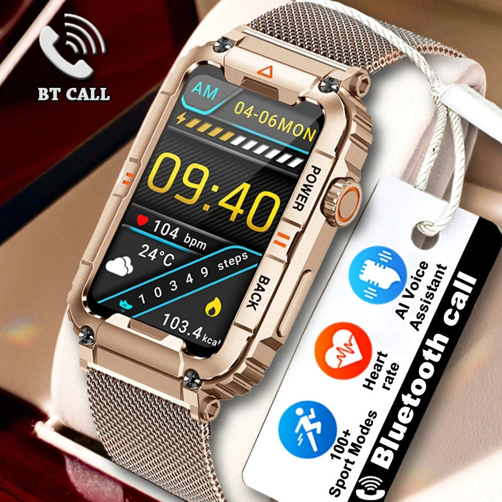 2024 New Men Smartwatch Fitness Watch IP68 Waterproof Military Health Monitor AI Voice Bluetooth Call Smartwatch For Android IOS