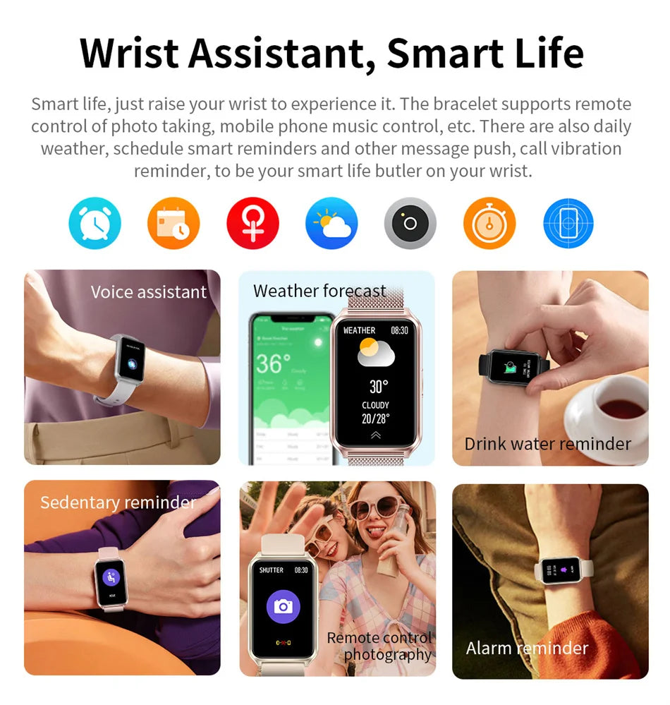 2024 New Fashion Women Smart Watch Heart Rate Custom Dial Multi Sport Fitness Bracelet Calling SmartWatch Men For Xiaomi Huawei