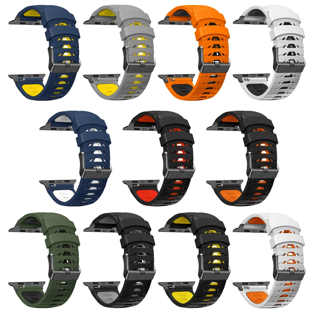 Straps For Apple watch Ultra 2 49mm Sports Breathable Silicone Band For Apple Watch Series 9 8 7 SE 6 45mm 44mm 42mm Wristbands