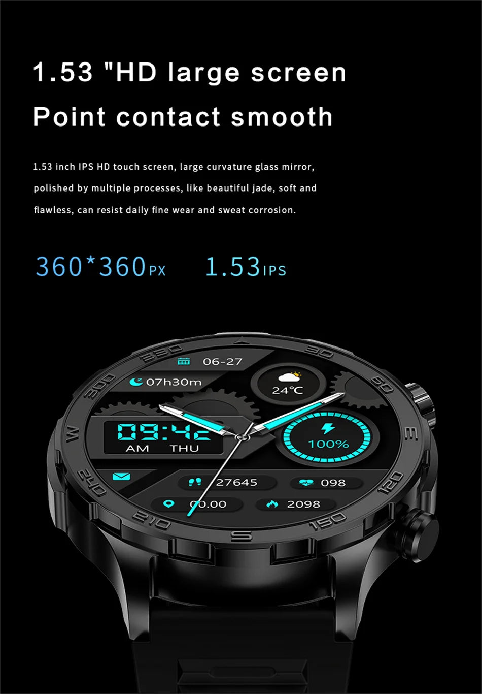 2024 New GPS Men Smart Watch NFC Calling Watch Alititude Pressure Fitness Tracker Heart Rate Monitor Outdoor Sports Smartwatch