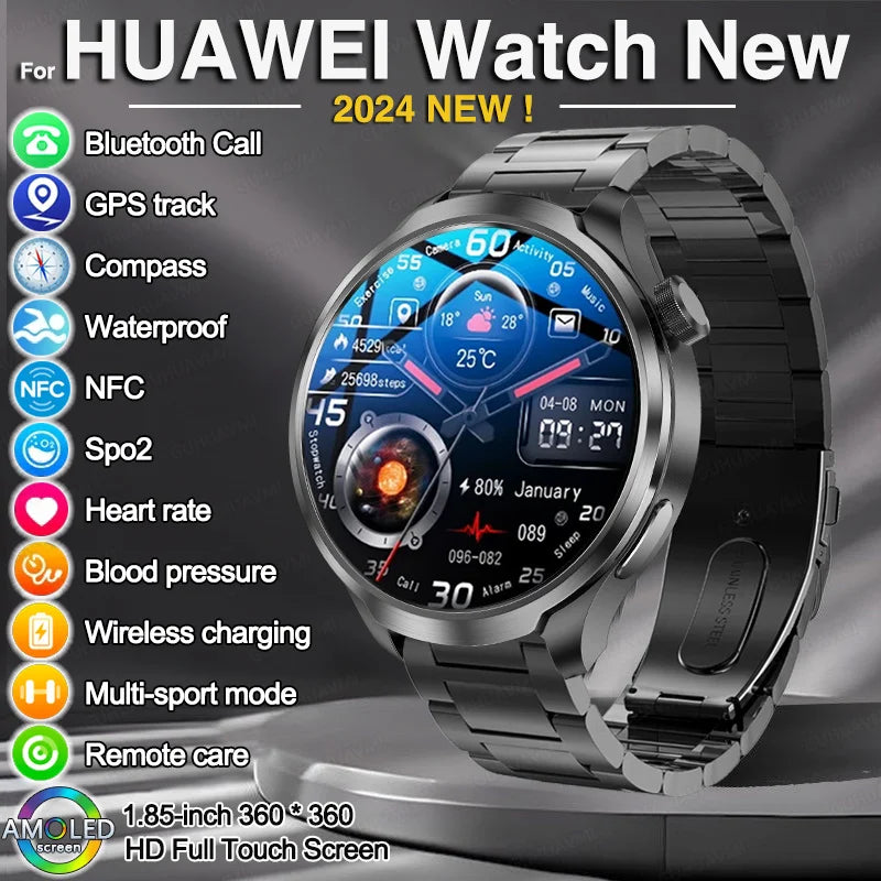 2024 New For HUAWEI Outdoor Sport Smart Watch Men 1.85 inch HD AMOLED Screen GPS Compass Altimeter Waterproof BT Call smartwatch