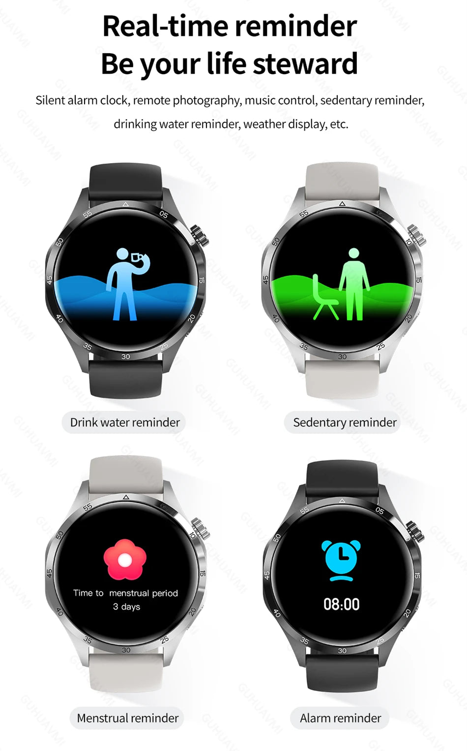 2024 New Smartwatch Mens AMOLED Screen Bluetooth Call GPS Sport NFC Health Monitor Smartwatch GT Plus Watch For Android IOS Man