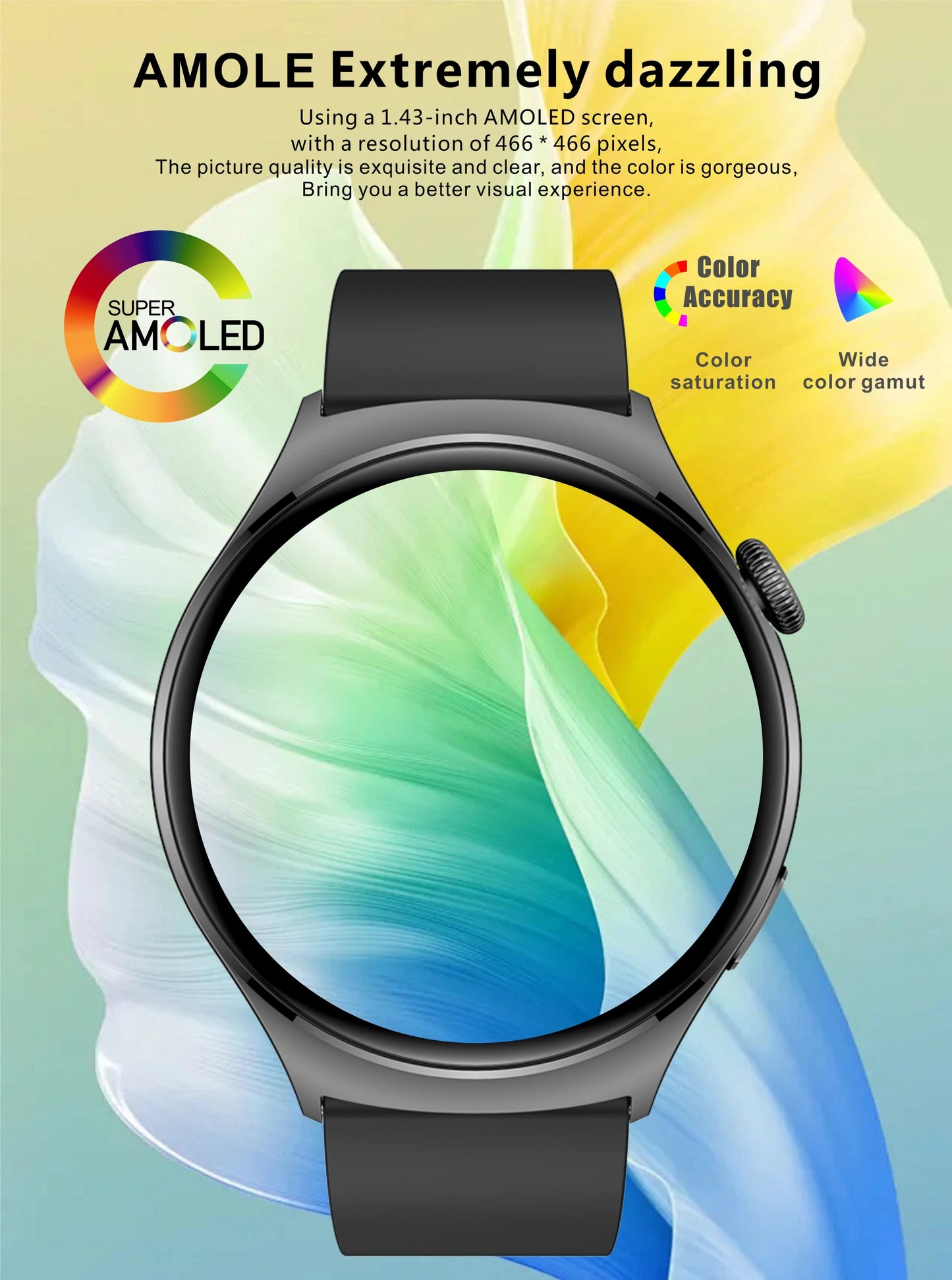 2024 Smart Watch for Men Women 1.43" AMOLED Activity Tracker Heart Rate Sleep Monitor IP68 Waterproof Smartwatch for Android iOS