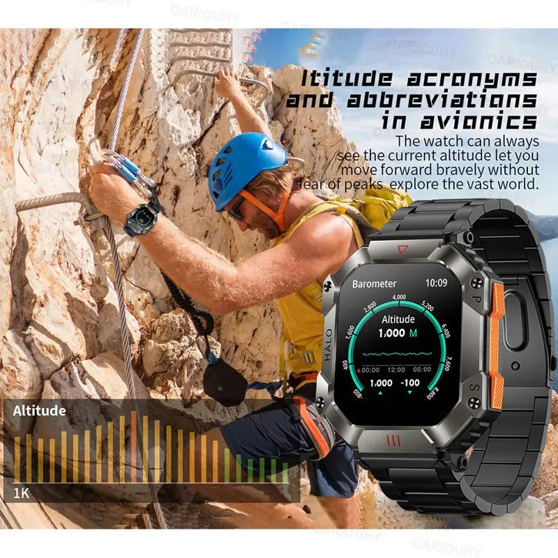 2024 New Watch Blood Pressure Men Smart Watch Compass Weather Outdoor Sports SmartWatch GPS Movement Track Watch Bluetooth Call