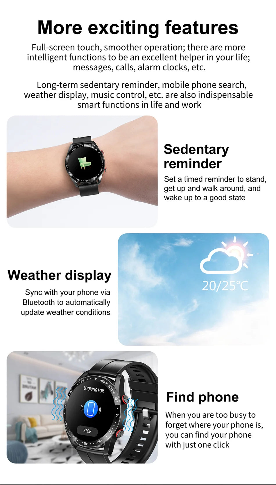 2024 New Bluetooth Call Smart Watch Men 360*360 HD Display Heart Rate Fitness Tracker ECG+PPG Business Smartwatches For Huawei