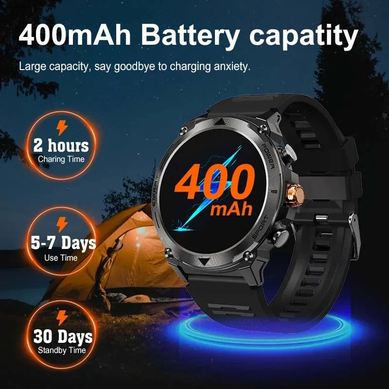 2024 New For Huawei Xiaomi Men Sports Smartwatch Bluetooth Call 400mAh Battery 100+ dial IP68 Waterproof Men Sports Smartwatch