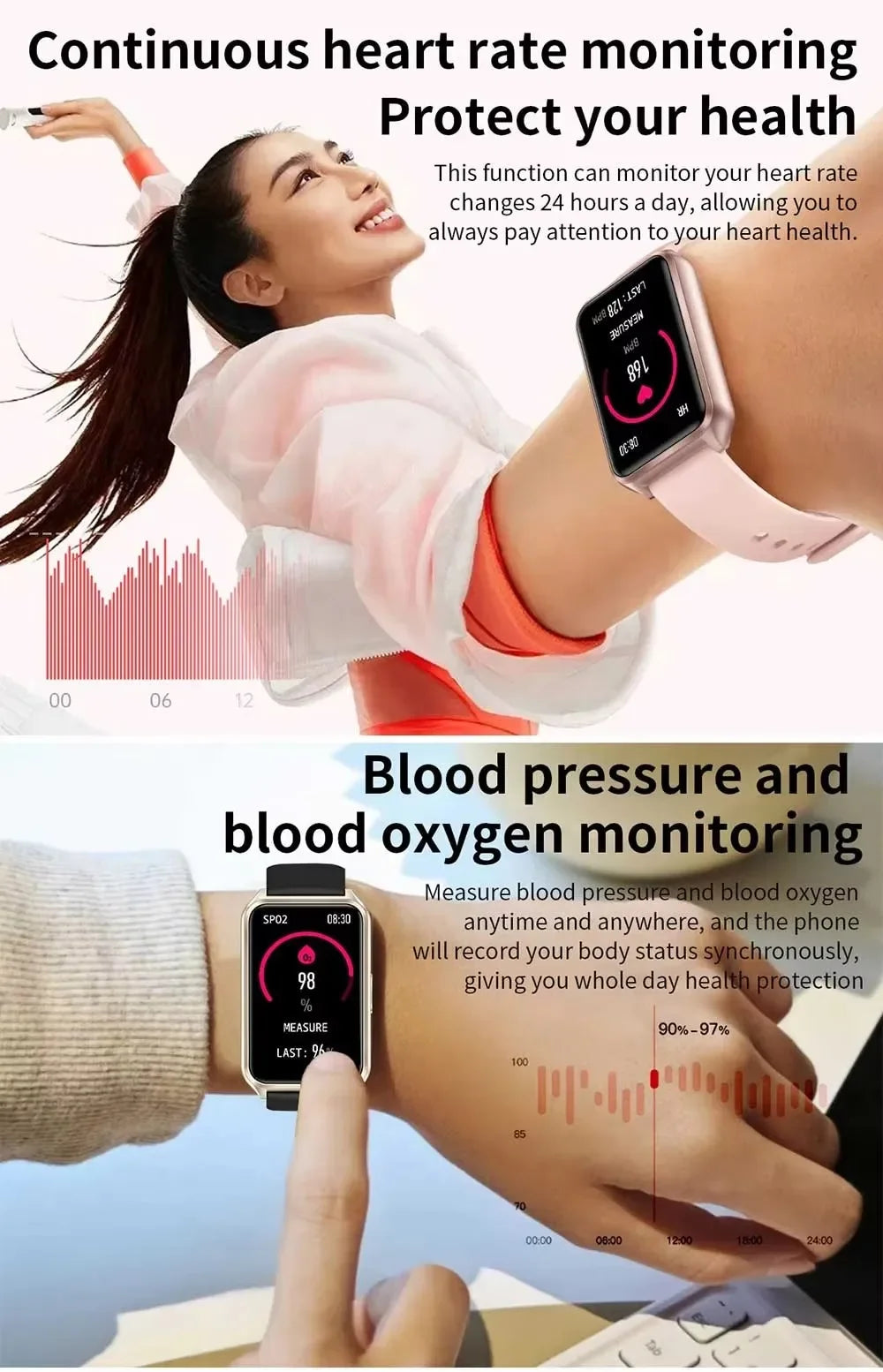 2024 New Smart Bracelet Watch Health Monitoring BT Calling AI Voice Smartwatch Sport Fitness Tracker for  Men Women