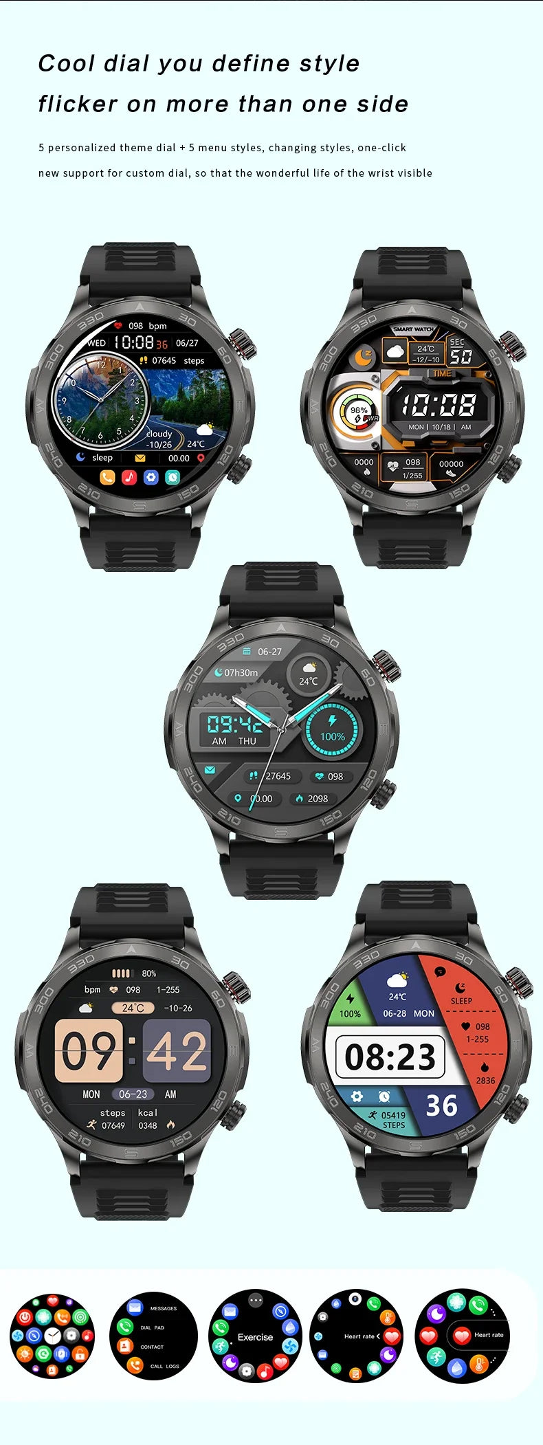 2024 New Rugged Outdoor GPS Smart Watch Men AMOLED Full Touch Screen Heart Rate Bluetooth Call Waterproof SmartWatch For Huawei