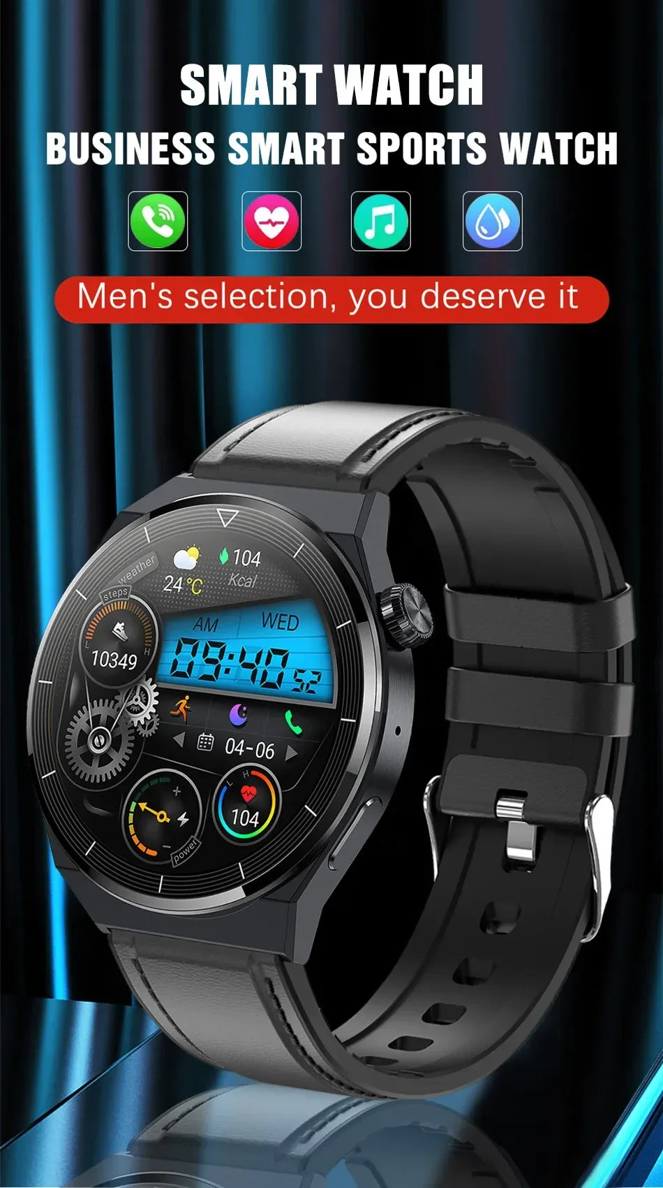 For Huawei Xiaomi NFC Smart Watch Men GT3 Pro AMOLED 390*390 HD Screen Heart Rate Bluetooth Call IP68 Waterproof SmartWatch 2024