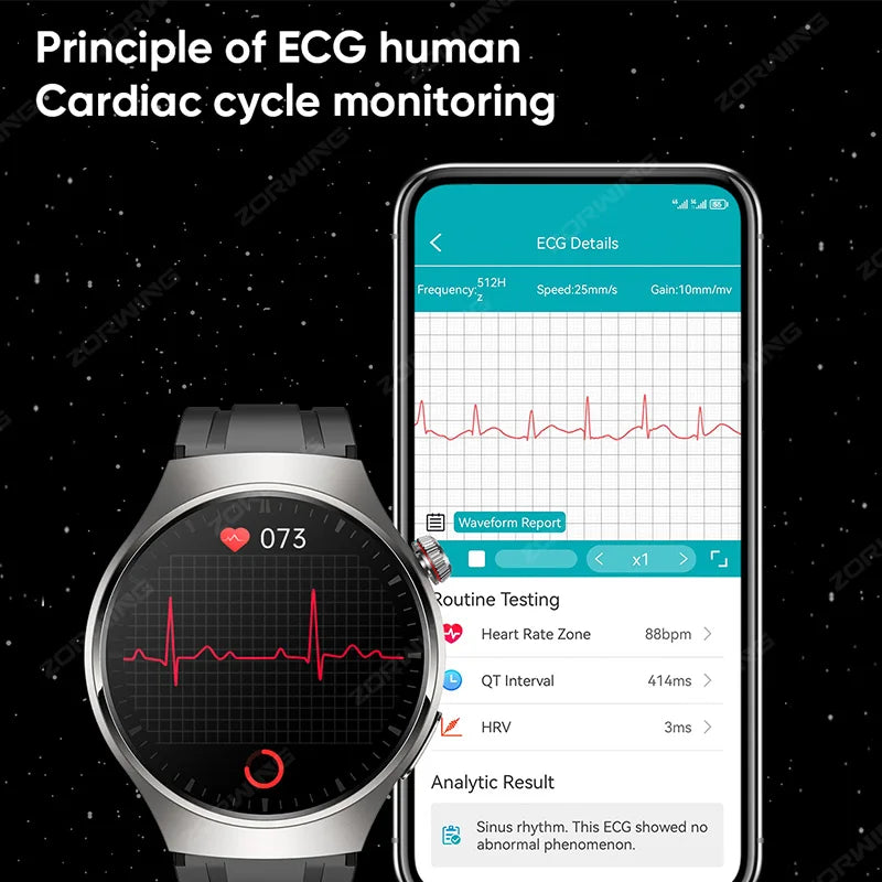 MT200 PPG+ECG Smart Watch Men Watch 4 Pro 1.43" AMOLED Screen Heart Rate Body Temperature Blood Pressure Smartwatch 2024 New