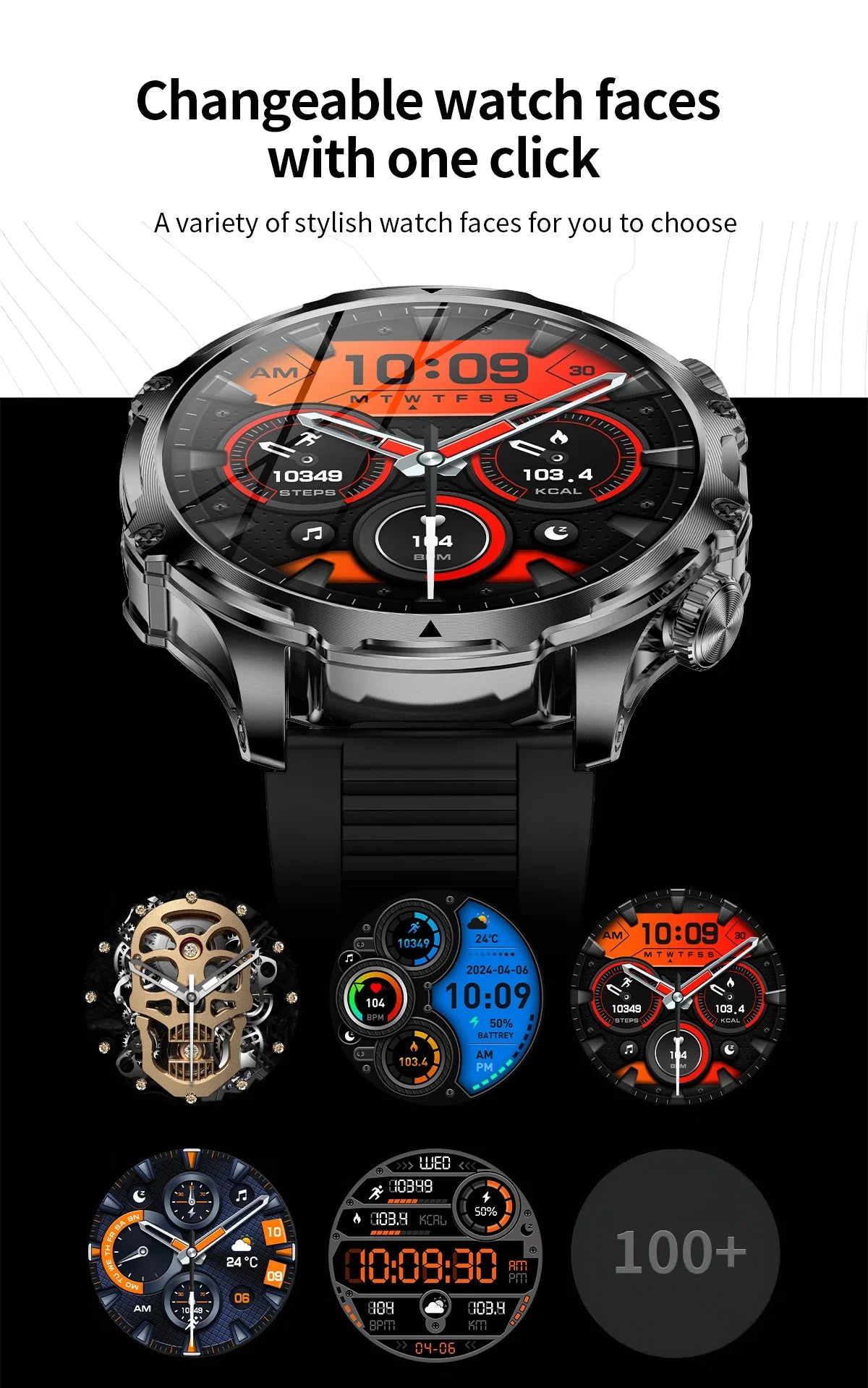 2024 New V69 Pro Smart Watch 1.9 inch HD Screen Flashlight Mens Outdoor Smartwatch AI Voice BT Call Blood Oxygen 700mAh Battery