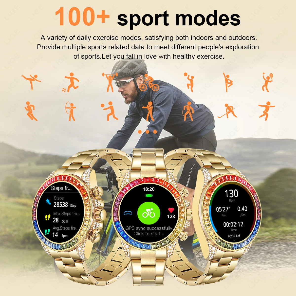 LIGE 2024 Compass Outdoor Sport Men Smart Watches NFC AI Voice Assistant Bluetooth Call Waterproof Smartwatch Heart Rate Monitor