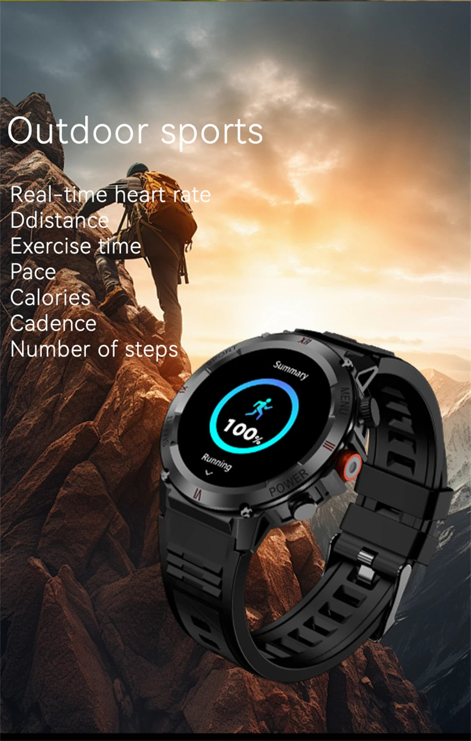 1.46 Inch HD Screen Smartwatch Men LED GPS Sport Fitness Tracker Bluetooth Call Outdoor Smart Watch For Huawei XIAOMI 2024 New