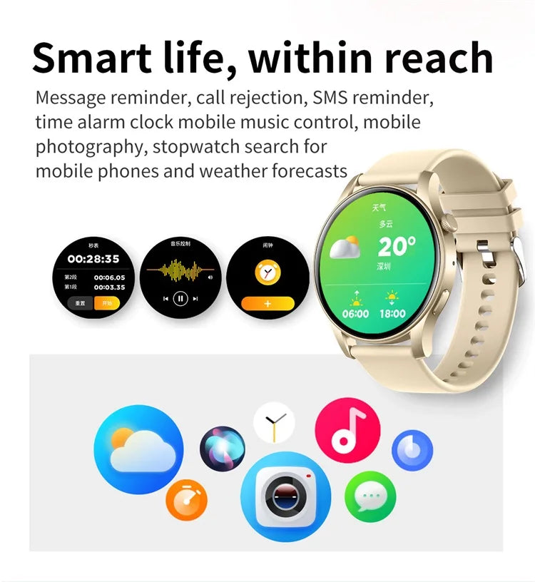 SKMEI 2024 Smartwatch 1.43'' AMOLED Display 107 Sports Modes Voice Calling Smart Watch Men Women Military Fun Games Wristwatches