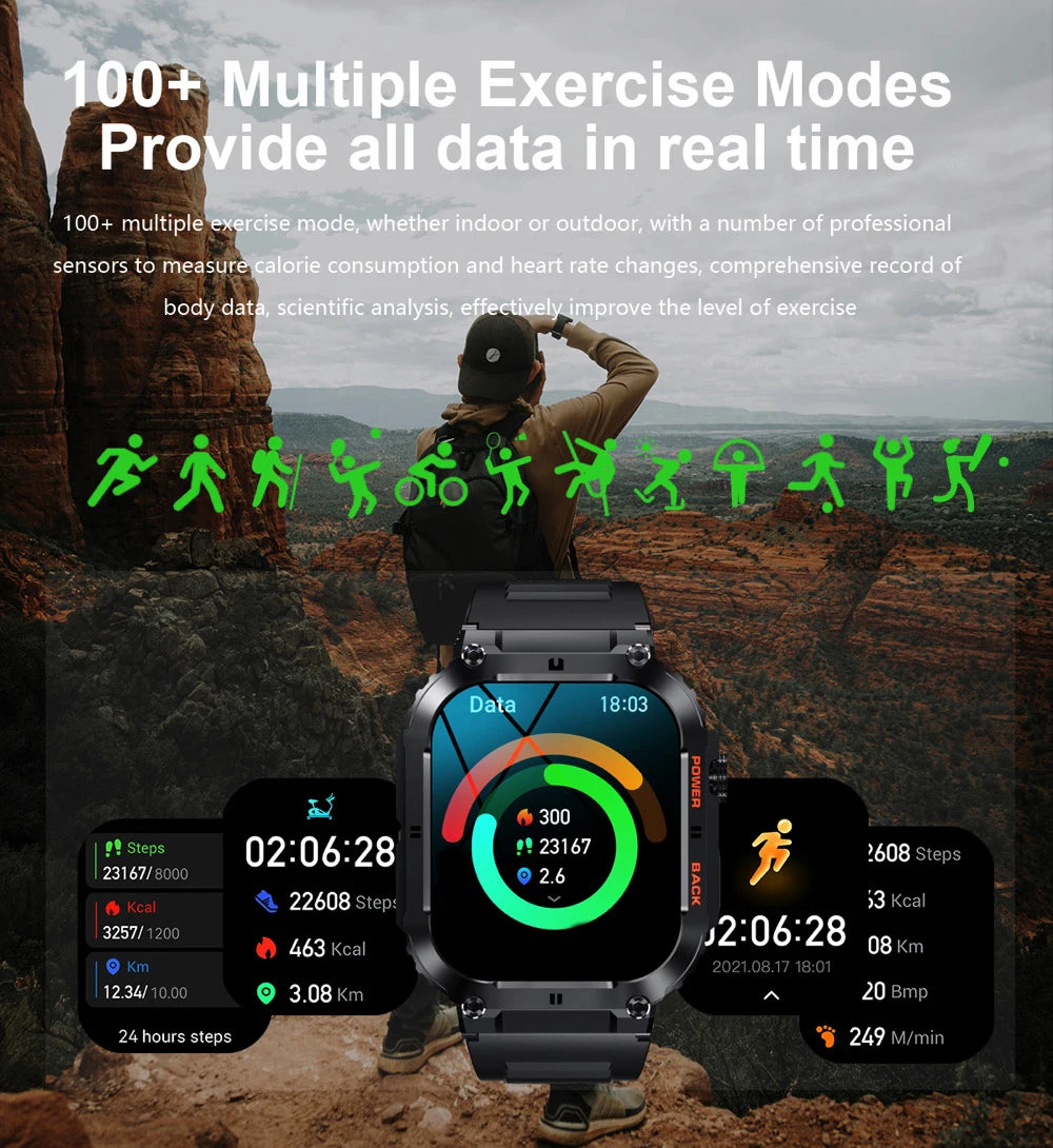 New 2024 Smart Watch Men 1.96 IPS Heartrate Blood Oxygen Waterproof 400mAh Outdoor Timer Weather Sport Smartwatch Women Sleep