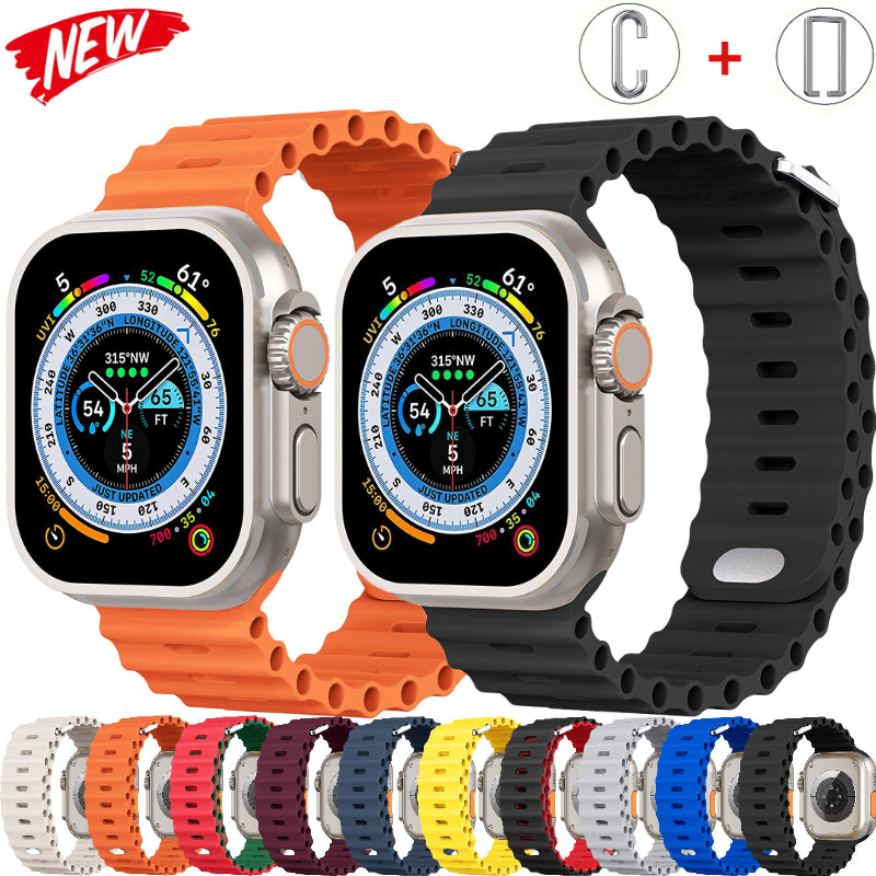 Ocean strap For Apple Watch Ultra 2 Band 49mm 9 8 7 45mm 41mm Silicone Bracelet Wristband iWatch 6 5 4 3 SE 44mm 40mm 42mm band