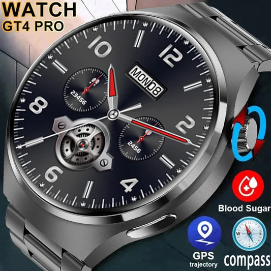 2024 New NFC Smart Watch Men AMOLED 360*360 HD Screen Blood Oxygen Blood Pressure Heart Rate Watch Bluetooth Call Smartwatch+Box