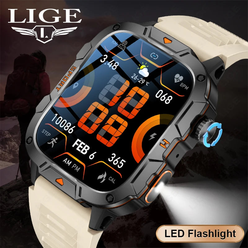 LIGE 2024 New Smart Watch Men Bluetooth Calling LED Flashlight Men Watch 420mAh Arterial Pressure Monitor Smartwatch For Xiaomi