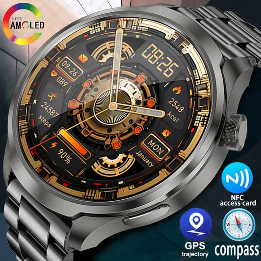 For HUAWEI Outdoor Sports Smart Watch Men AMOLED Screen NFC GPS Compass Heart rate Waterproof Bluetooth Call SmartWatch New 2024