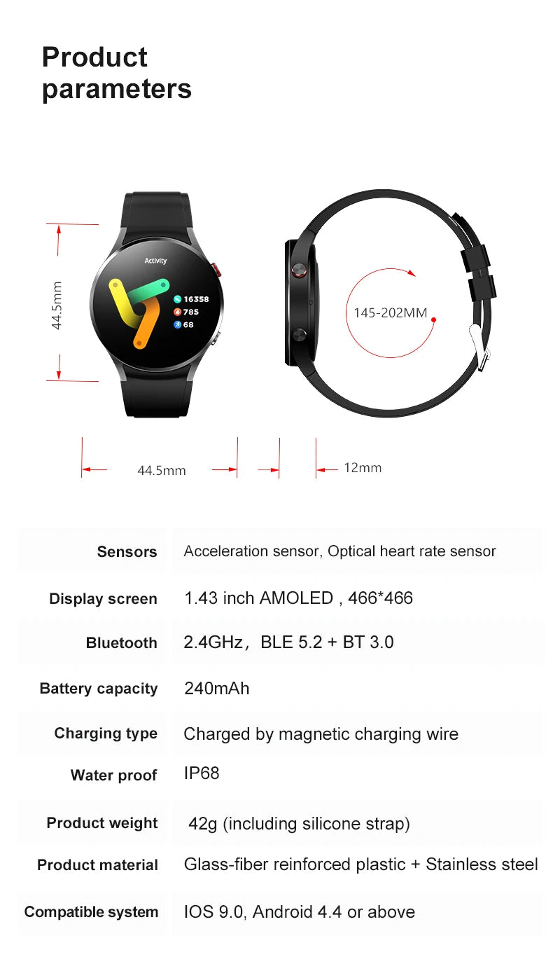 2024 New Smart Watch 6 Women AMOLED Screen Voice Call Customized Wallpaper Health Detection Bluetooth Call Man Sports Smartwatch