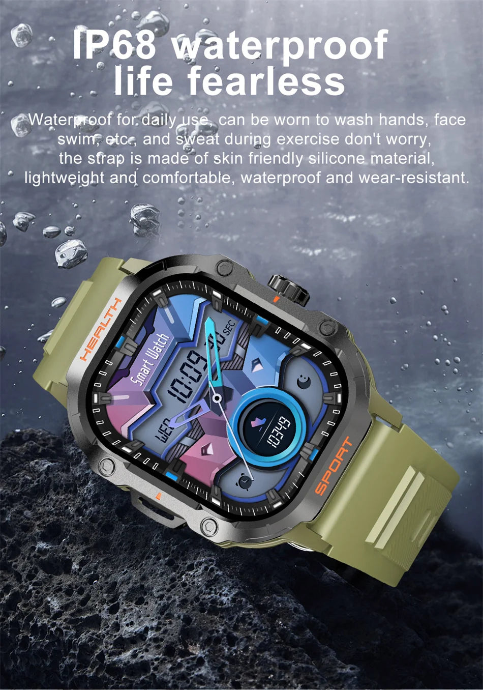 Rugged Military NFC Smart Watch Men AMOLED HD Screen Heart Rate Bluetooth Call Waterproof Outdoor SmartWatch 2024 New For Xiaomi