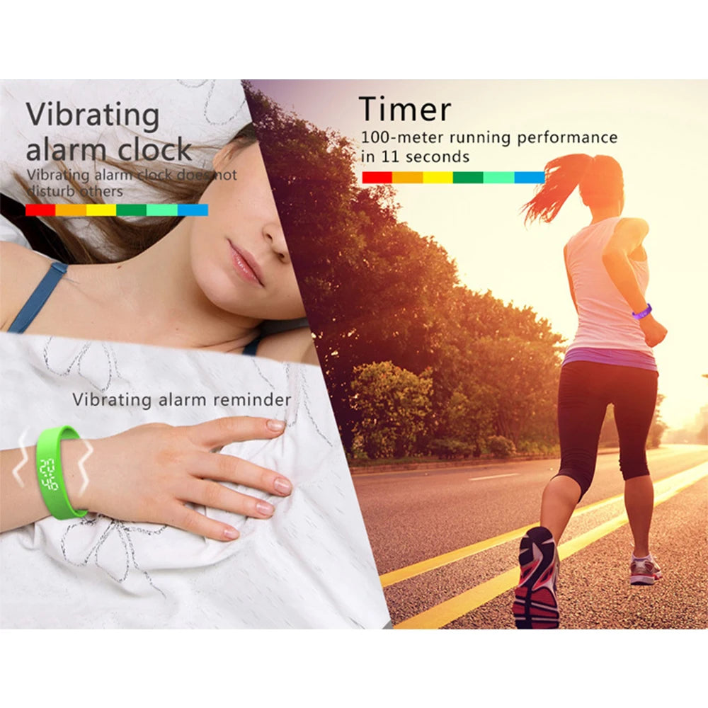 LED Digital Smart Bracelet Monitor Thermometer Vibration Alarm Wristband Smart Bracelet Waterproof Smartband for Student