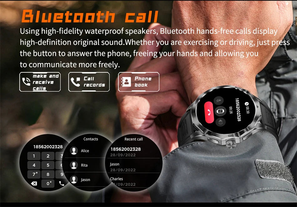 2024 New Men Smartwatch HD Bluetooth Call 1.85inch 360*360 AMOLED HD Screen 710Mah GPS Track Compass Waterproof Men Smartwatch