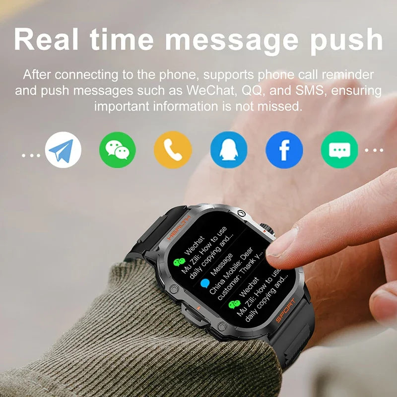 2024 New Men SmartWatch 100+ Sports Modes Bluetooth Call Smart Watch 2.01-inch AMOLED Display Waterproof Outdoor Military Watch