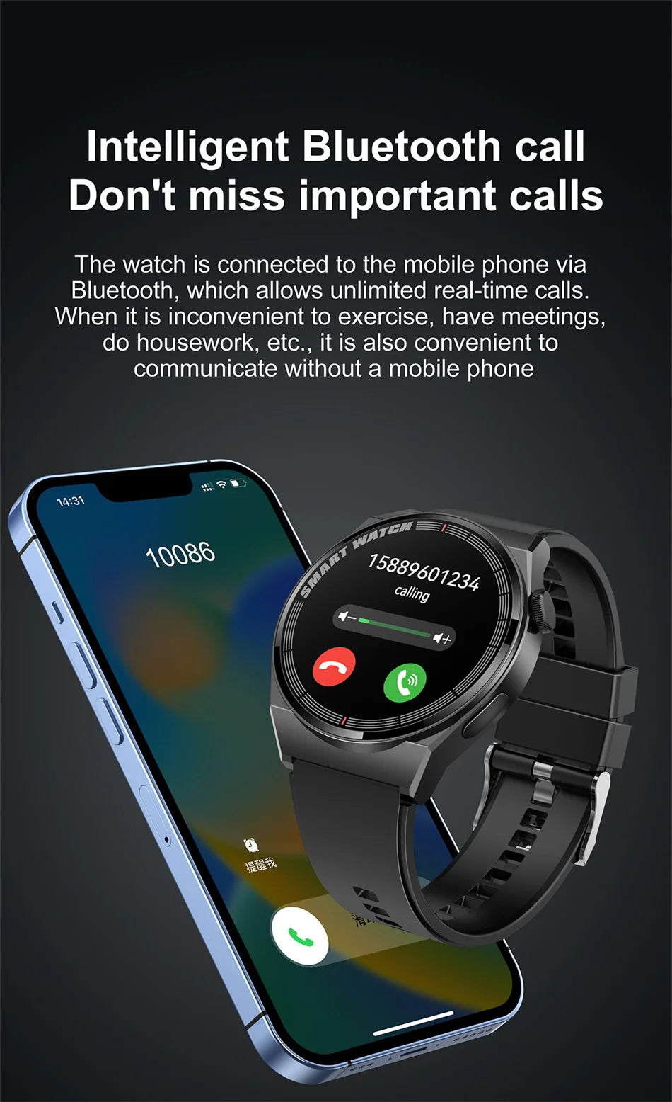 2024 New ECG+PPG Smart Watch Men For Android IOS WATCH 3  AMOLED 390*390 HD Screen IP68 Waterproof Bluetooth Call SmartWatch