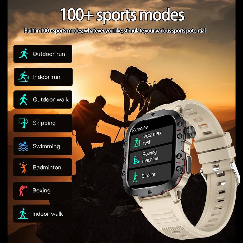 2024 New Bluetooth Call Smart Watch For Android IOS Fitness Motion Blood pressure Watch Men 3ATM Waterproof 2.0 Inch SmartWatch