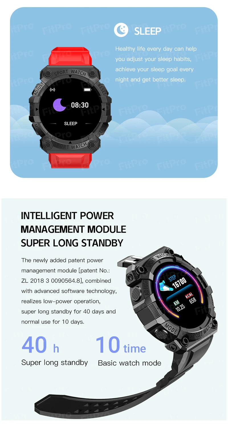 Smartwatch Watch Bluetooth Call With Flashlight Sport Blood Pressure IP67 Waterproof For