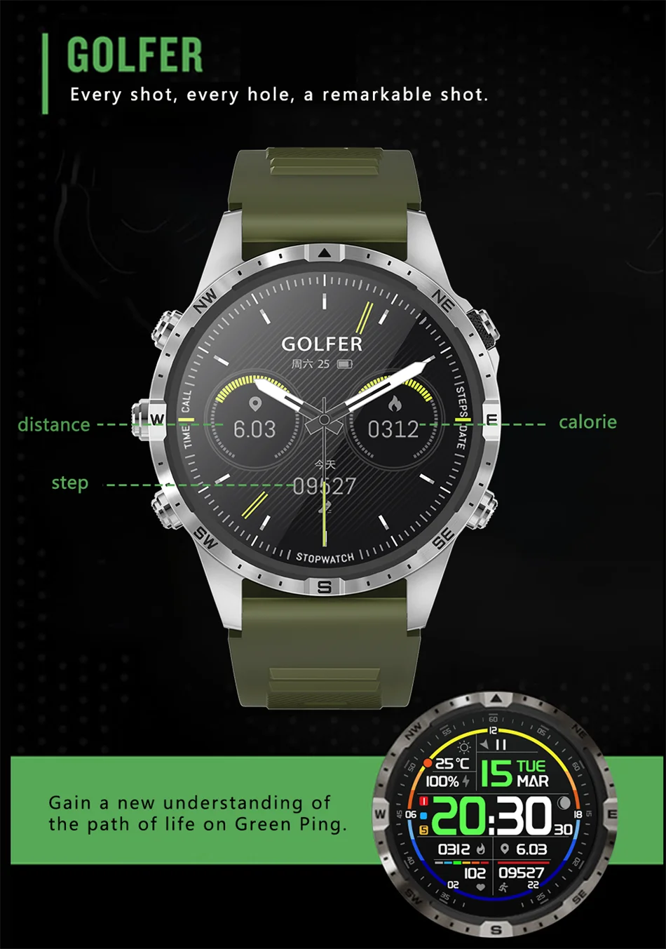 2024 New For Android iOS Watch Smart Watch Men GPS Tracker AMOLED 466*466 HD Screen Compass Bluetooth Call SmartWatch 1.6 inches