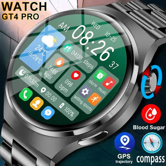 For Huawei GT4 PRO Smart Watch Men Watch 4 Pro AMOLED HD Screen Bluetooth Call GPS NFC Heart rate BloodSugar SmartWatch 2024 New