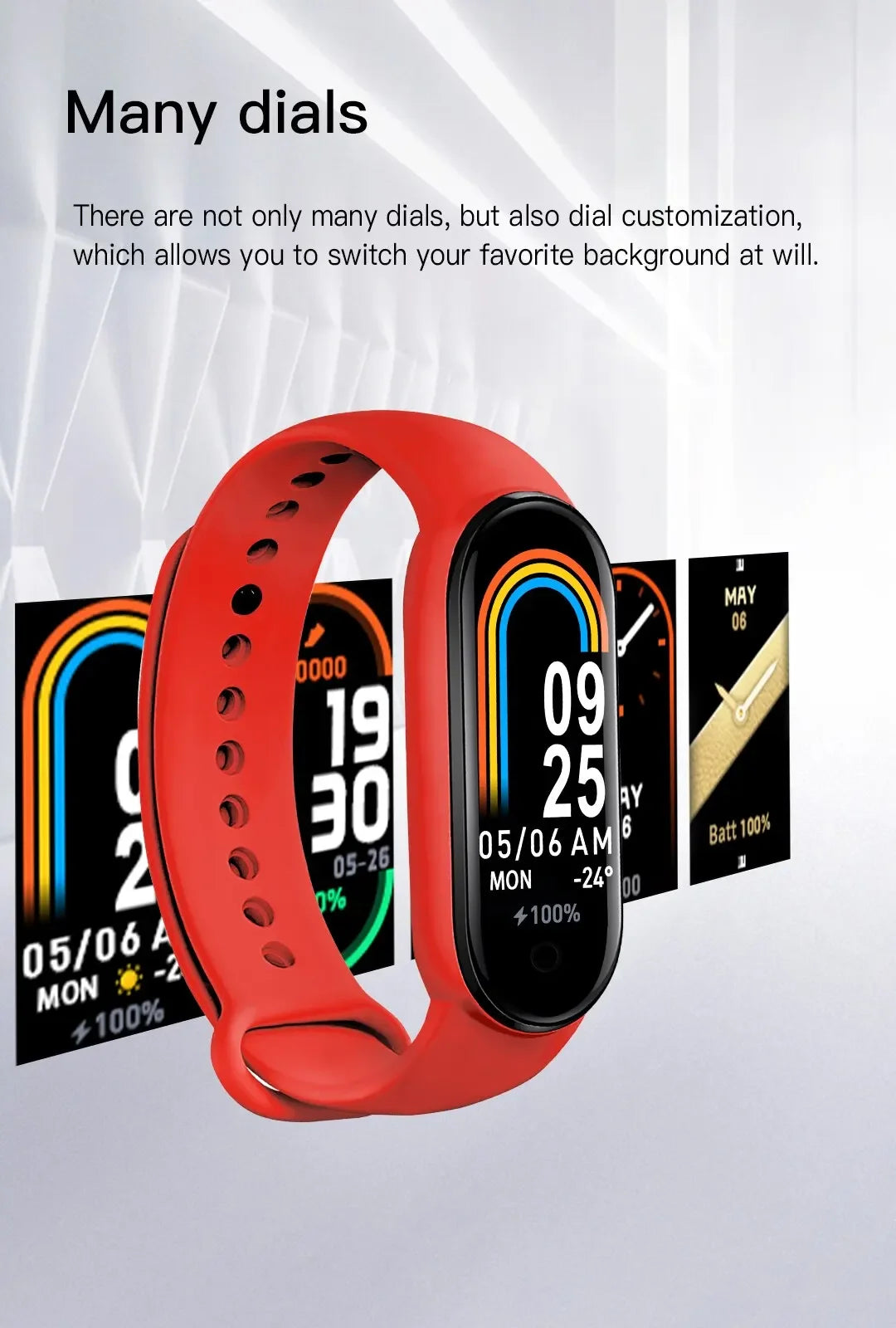 M6 Smart Bracelet Health Monitoring Bluetooth Link Men S and Women S Sports Pedometer Smart Watch For Apple Android