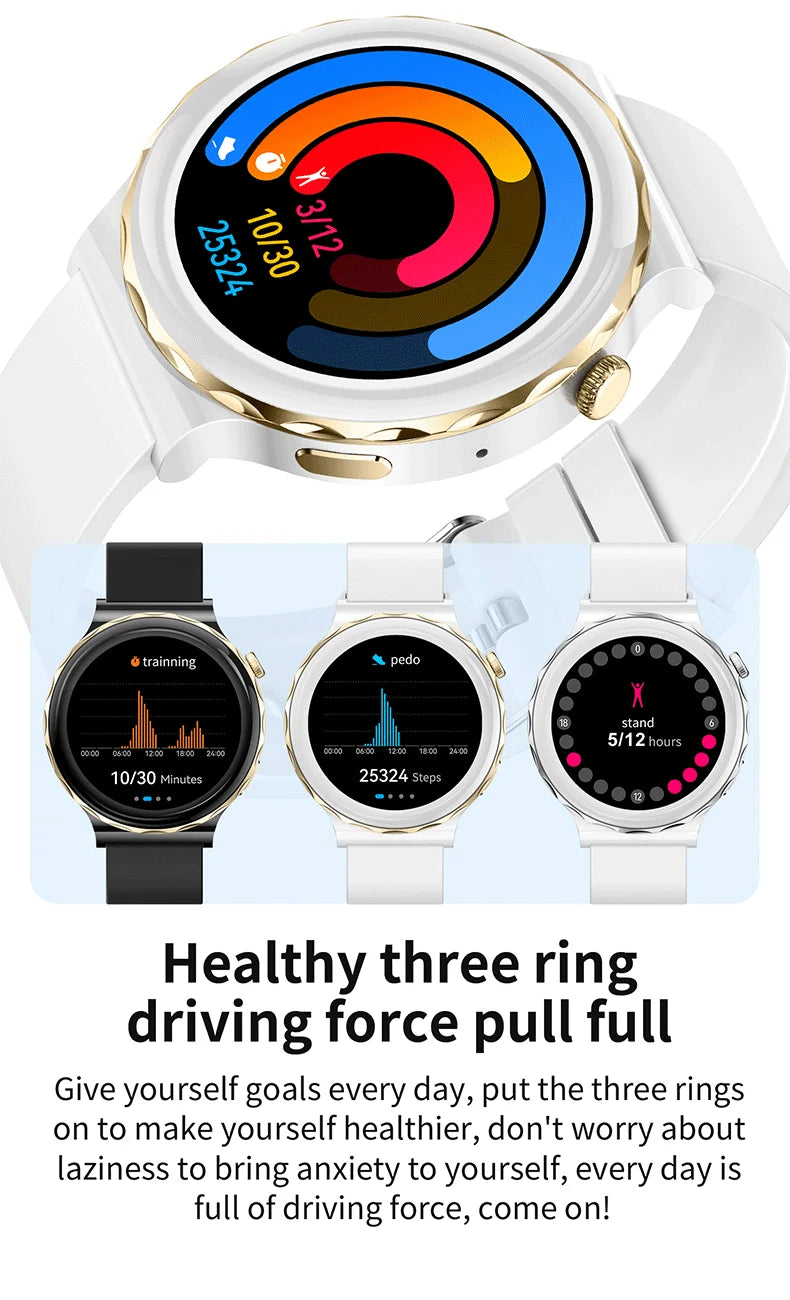 2024 New Fashion Women Smart Watch Full Touch Screen Heart Rate Blood Oxygen Sports Fitness Bracelet Voice Calling Smartwatch