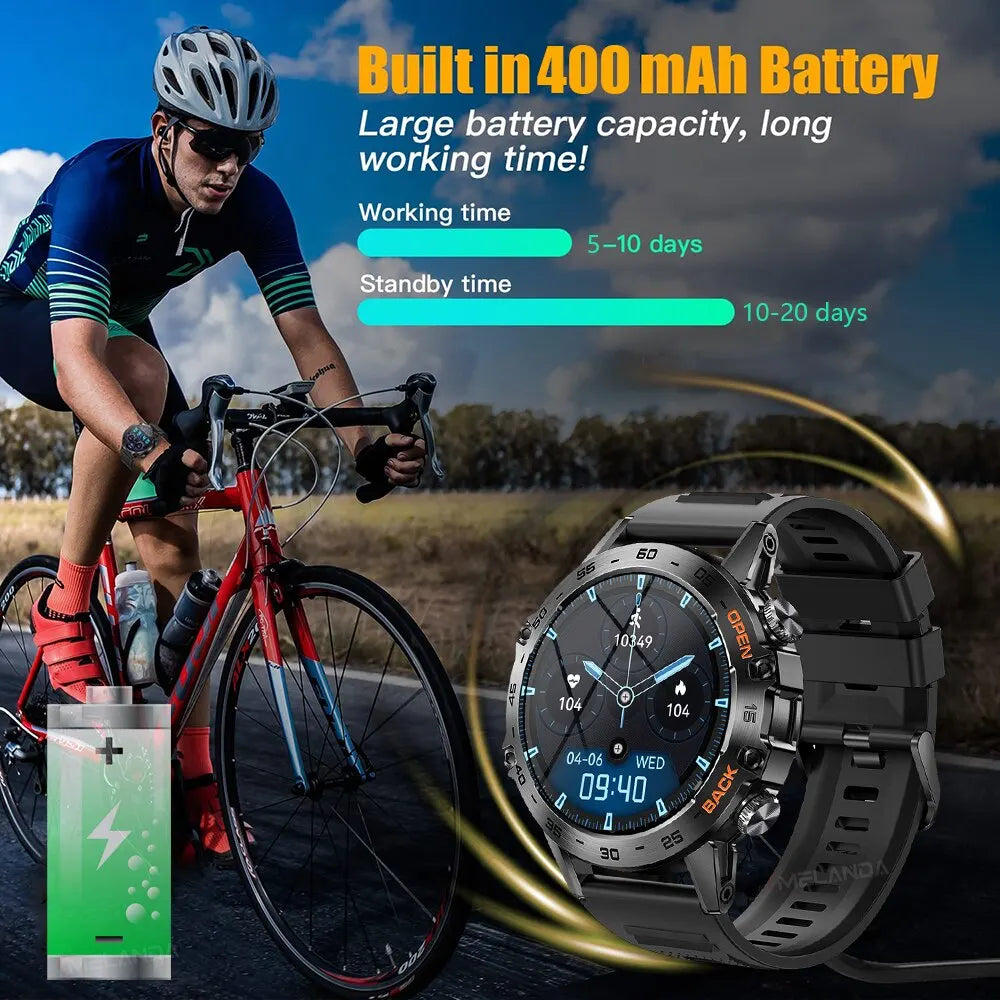 MEVADEN Steel 1.39 Bluetooth Call Smart Watch Men Sports Fitness Tracker Watches IP67 Waterproof Smartwatch for Android IOS K52