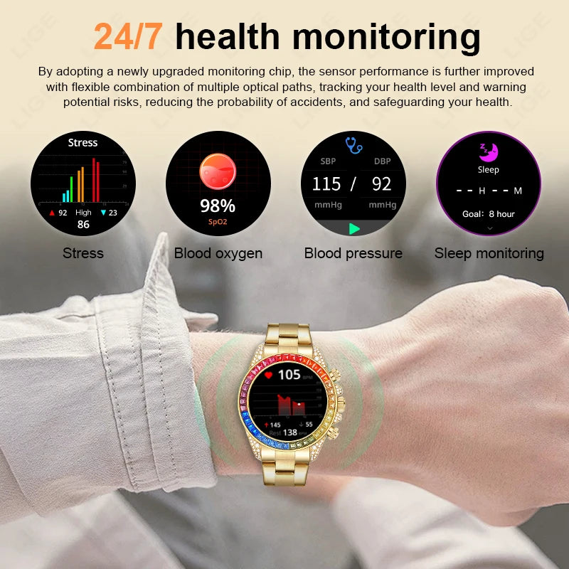 LIGE 2024 Compass Outdoor Sport Men Smart Watches NFC AI Voice Assistant Bluetooth Call Waterproof Smartwatch Heart Rate Monitor