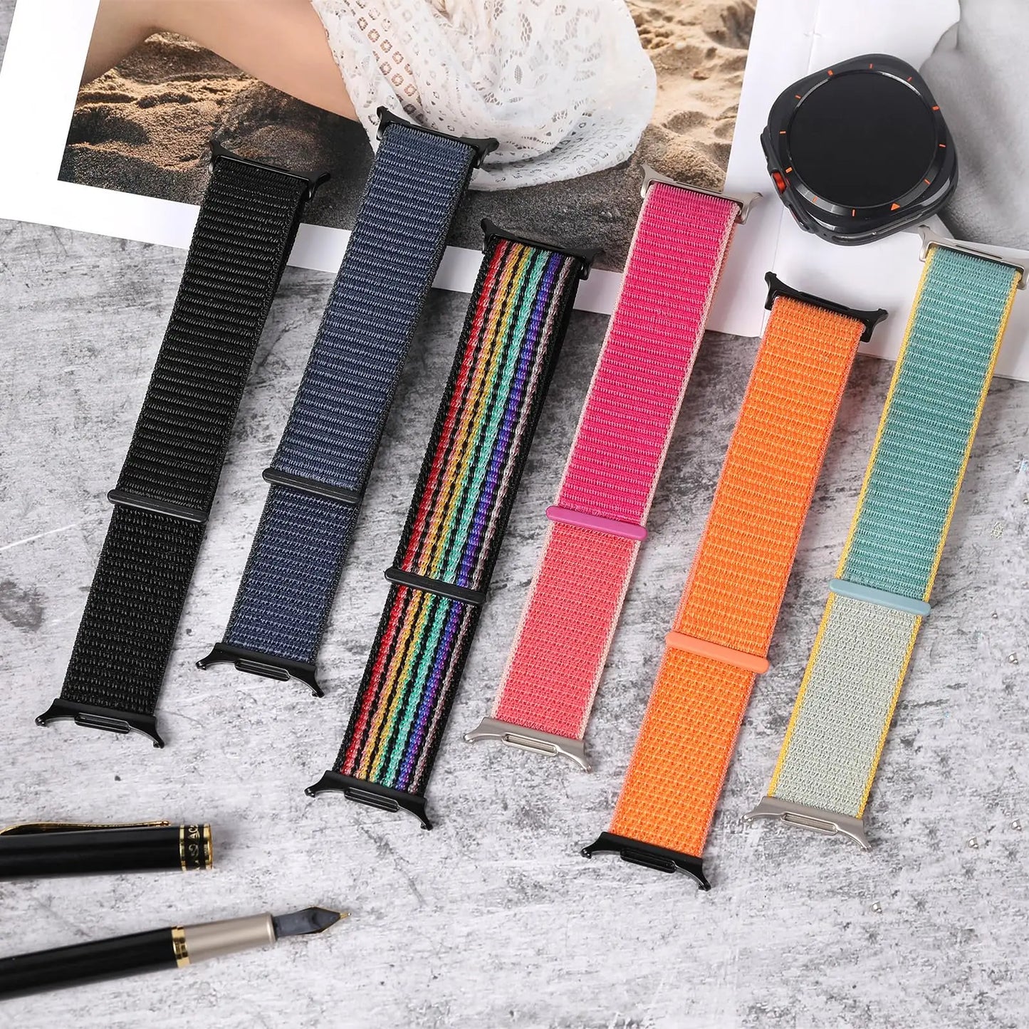 Nylon Loop For Samsung Galaxy Watch 7 Ultra Strap 47mm accessories Sport Metal connector bracelet Galaxy watch Ultra band 47 mm