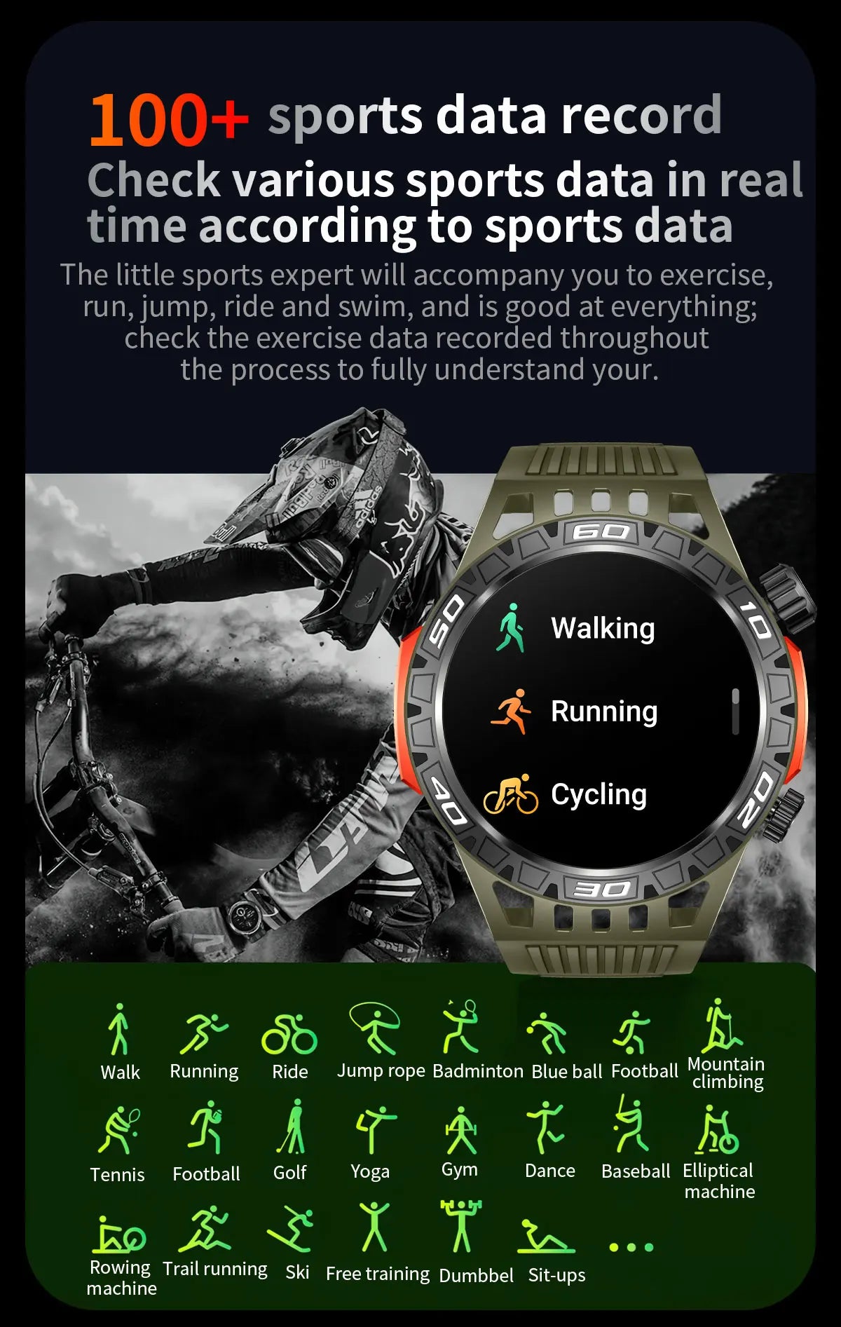 2024 New For Xiaomi Military Outdoor Sports SmartWatch Men LED Light Compass IP68 waterproof GPS Track Bluetooth Call SmartWatch