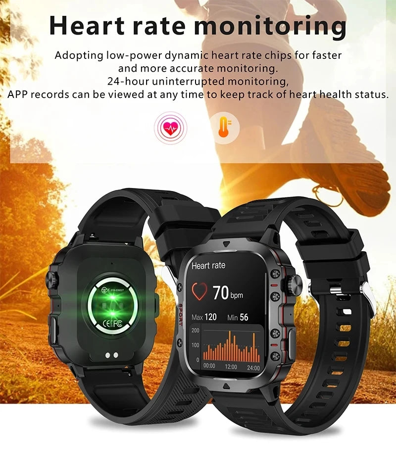 For Xiaomi Military Smart Watch Men IP68 GPS Outdoor 100+Sports Fitness Tracker Health Monitor 1.96" BT Call Smartwatch 2024 New