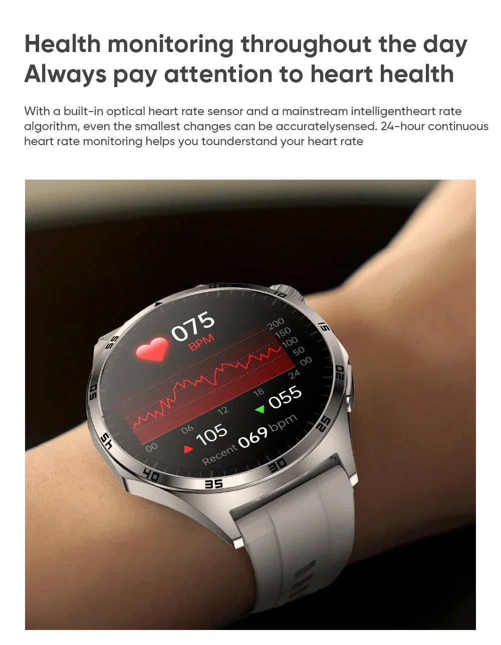 2024 New Medical Grade Smart Watch Men Laser Treatment Blood Sugar ECG+PPG+HRV Body Temperature Bluetooth Call Health smartwatch