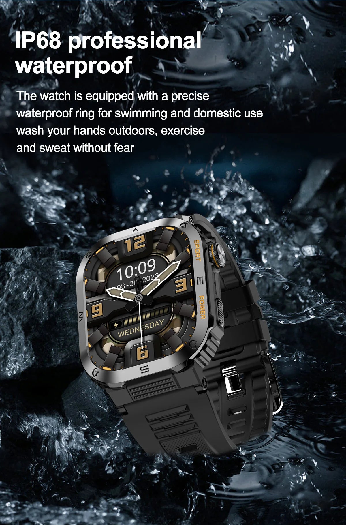 2024 New Men Outdoor Military Smartwatch GPS Track Bluetooth Call 400Mah Sports Fitness Tracker Health Monitor Men Smartwatch