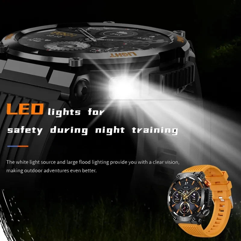 2024 New Men's Smartwatch Compass Outdoor Sports Emergency Light IP67 Waterproof Bluetooth Call Full Touch Screen Smartwatch Men