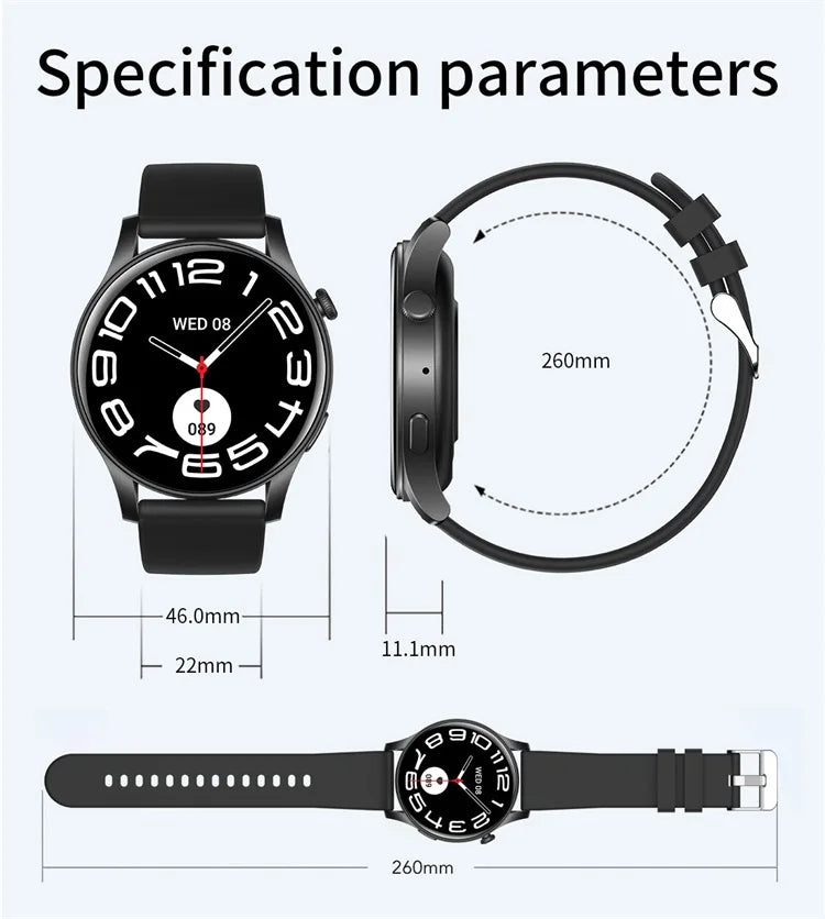 SKMEI 2024 Smartwatch 1.43'' AMOLED Display 107 Sports Modes Voice Calling Smart Watch Men Women Military Fun Games Wristwatches