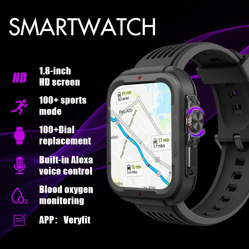 2024 GPS Military Outdoor Smart Watches For Men Women Bluetooth Call Smartwatch Build-in Alexa 5ATM IP68 Waterproof Heart Rate