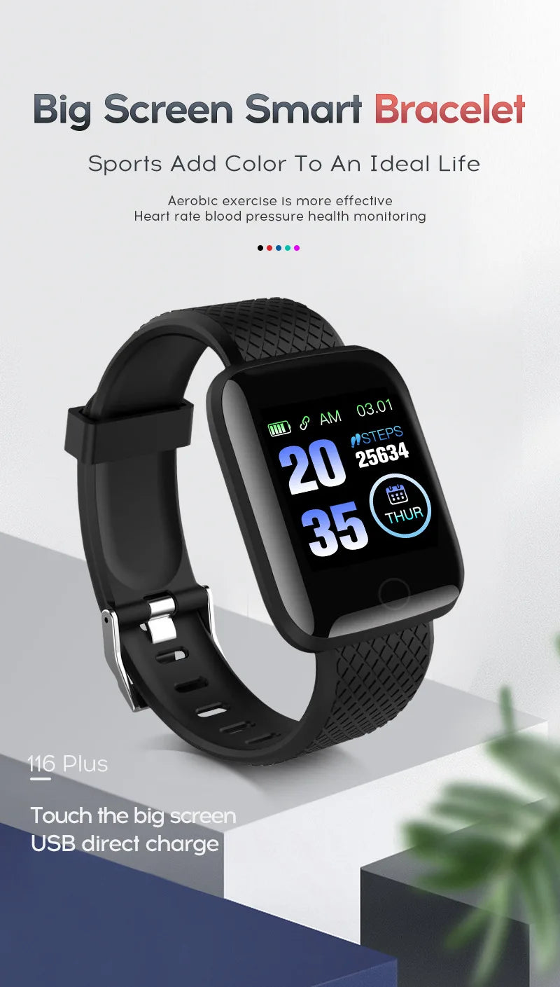 116plus Smart Watch Men Blood Pressure Waterproof Smartband Women Heart Rate Monitor Fitness Tracker Watch Sport For Android Ios