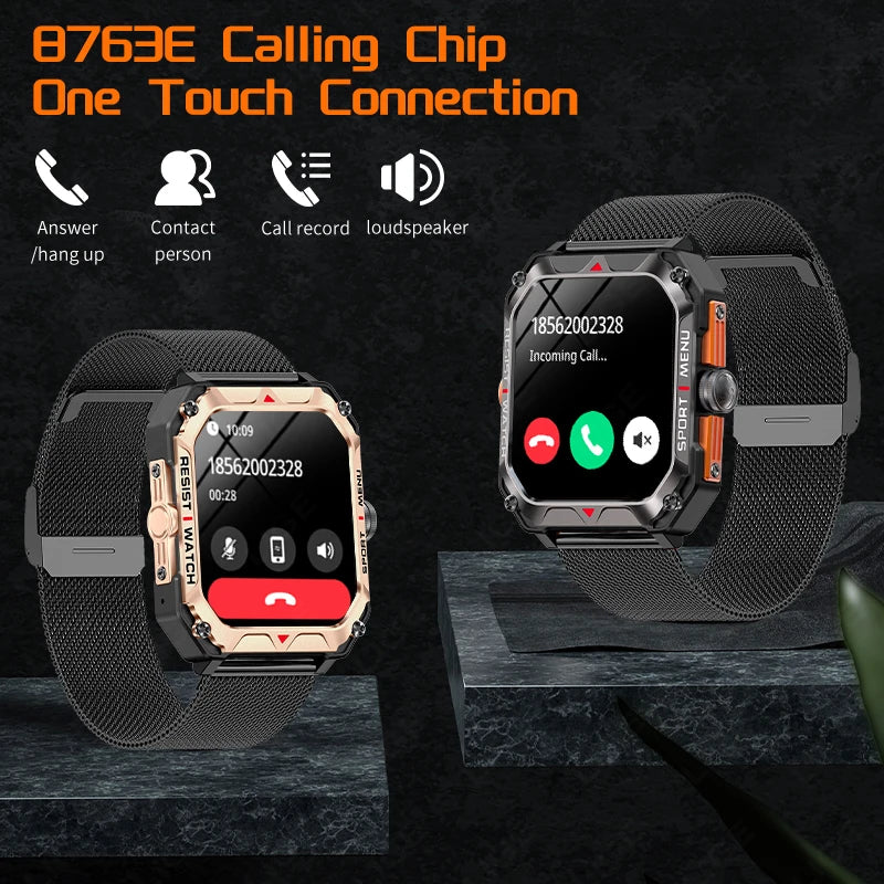 LIGE 2024 I68 Waterproof Bluetooth Call Men Smart Watch 2.02'' HD Screen Smartwatch Outdoor Sport Fitness Tracker Wristwatch