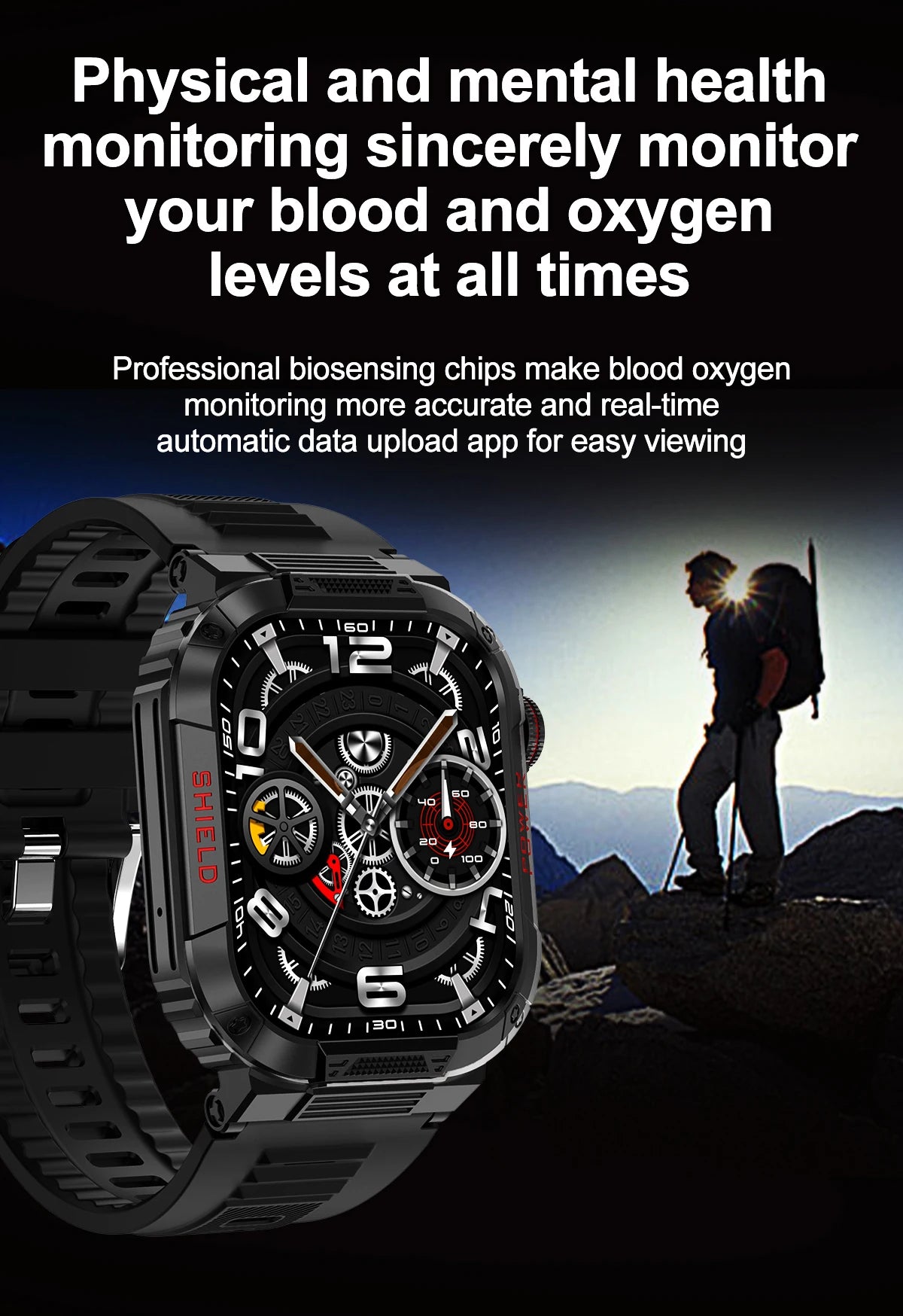 2024 New Outdoor Military smartwatch Men Bluetooth Call 300 Mah IP68 Waterproof Heart Rate Sport Smartwatch For Android and  IOS