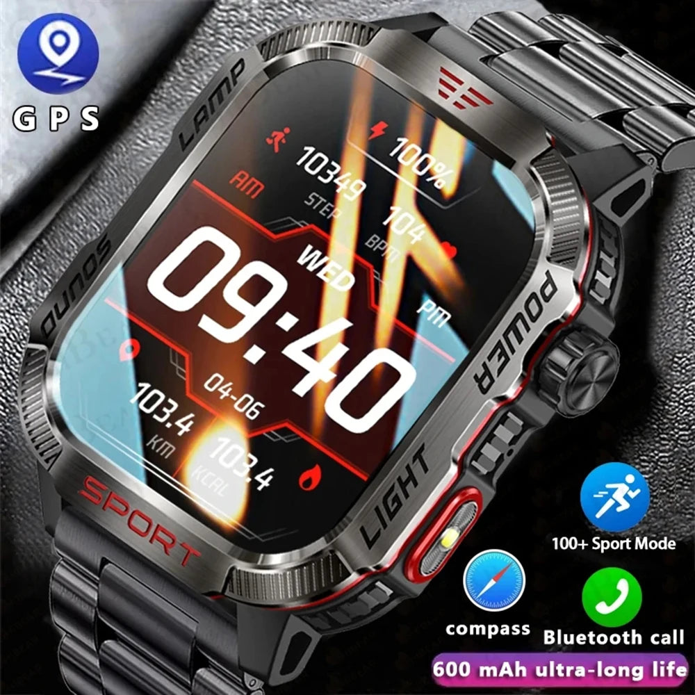 2024 New Outdoor Smartwatch Men Sports Fitness Tracker 2.01-inch IPS IP68 Waterproof Compass Bluetooth Call 600Mah Smartwatch