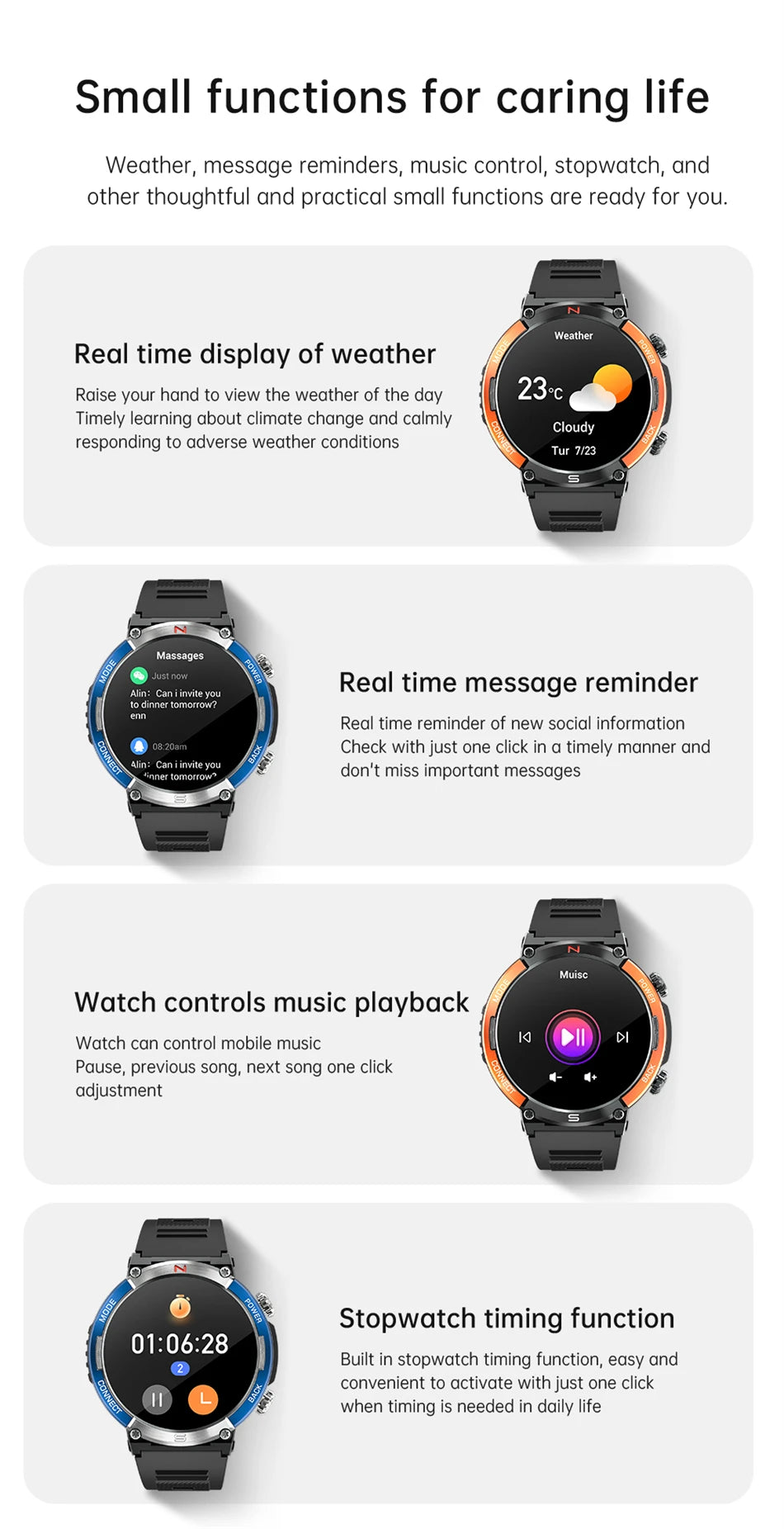 LIGE 2024 Compass Outdoor Sports Military Smart Watches IP68 Waterproof Bluetooth Call Men Smartwatch Health Monitoring Bracelet